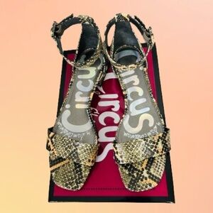 Circus by Sam Edelman Women’s Jade Peach Multi Snake Print Ankle Strap Sandals
